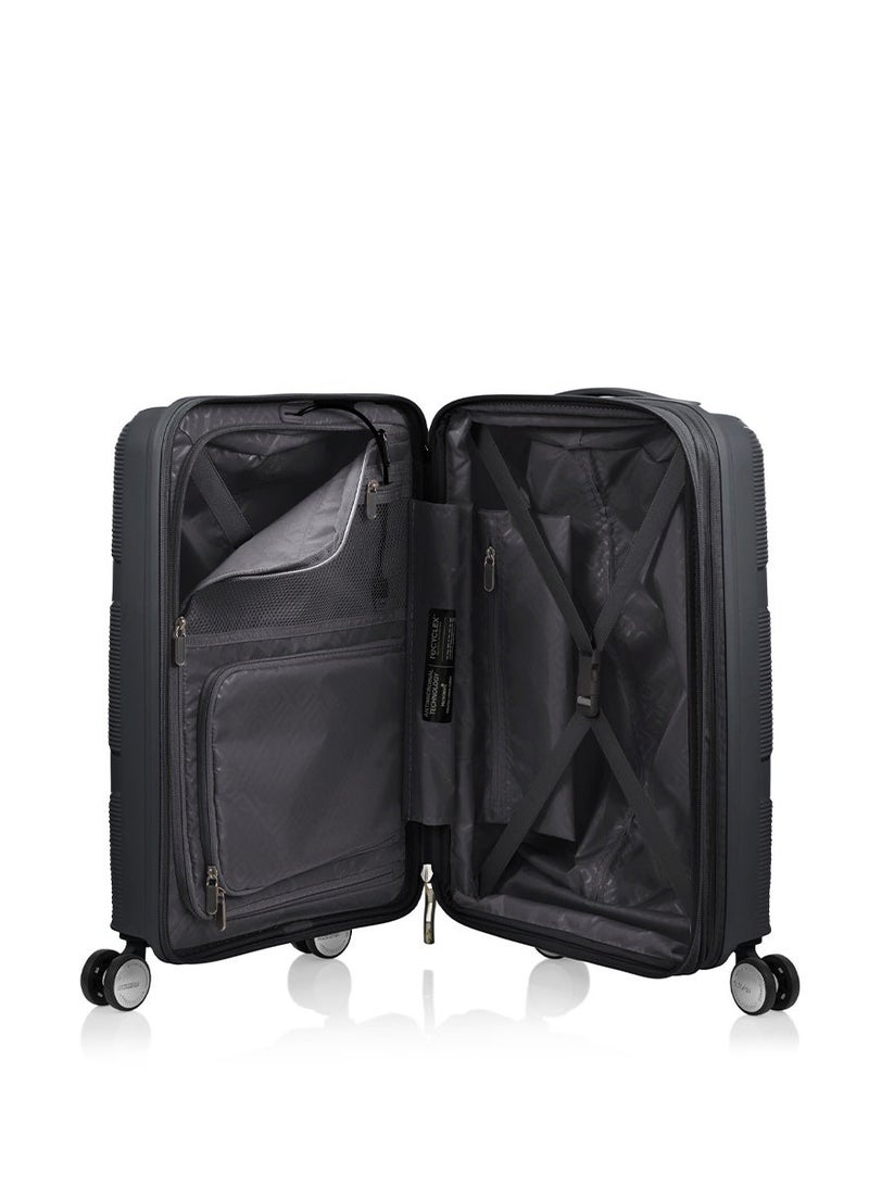 AMERICAN TOURISTER Instagon Suitcase, Cabin Size 55 cm / 20 inch, 4 Double Wheels, Hard Top, Polypropylene, Dark Grey|DuoSaf™ Security Zipper|TSA 008 Lock|Optimov™ Shock Absorbing Wheels|Expandable - 3 Years International Warranty - Image 5